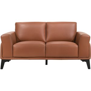 new classic furniture como leather upholstered loveseat in terracotta