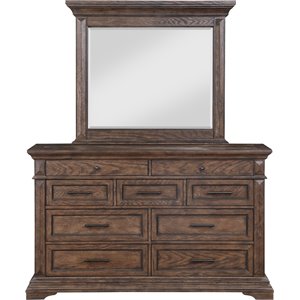 new classic furniture mar vista solid wood dresser/mirror set in brushed walnut