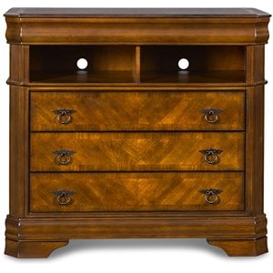 new classic furniture sheridan wood 4-drawer media chest in burnished cherry
