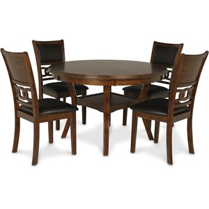 new classic furniture gia solid wood 5-piece round dining set in brown