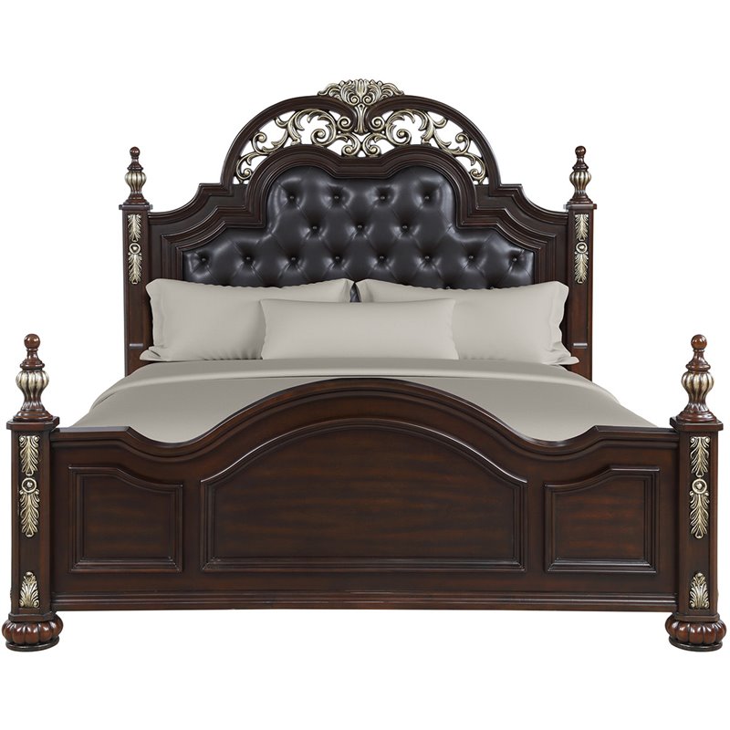 New Classic Furniture Maximus 6/0 Solid Wood King Bed in Madeira Brown