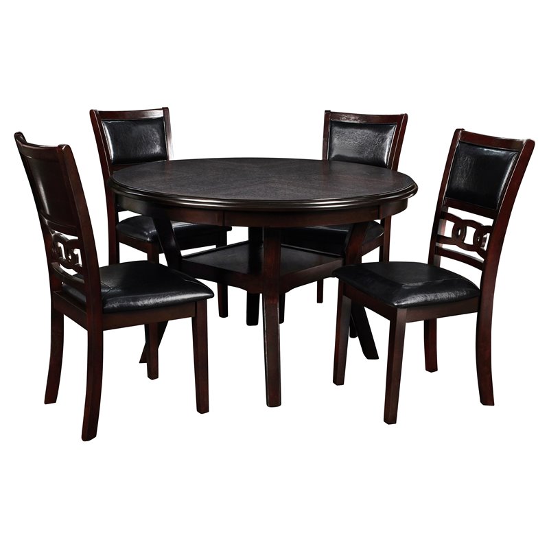 New Classic Furniture Gia 5-Piece Round Solid Wood Dining Set in Ebony