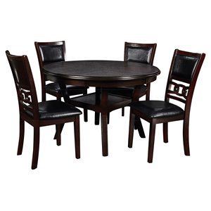 new classic furniture gia 5-piece round solid wood dining set in ebony