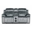 New Classic Furniture Tango Fabric Power Console Loveseat in Shadow Gray