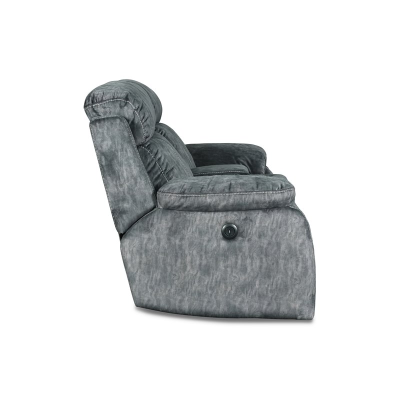 New Classic Furniture Tango Fabric Power Console Loveseat in Shadow Gray