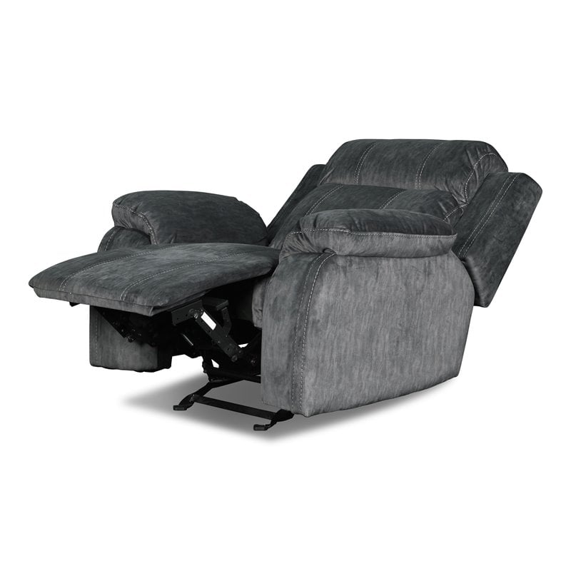 New Classic Furniture Tango Polyester Fabric Glider Recliner in Shadow Gray