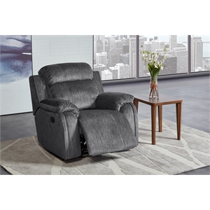 new classic furniture tango polyester fabric glider recliner in shadow gray