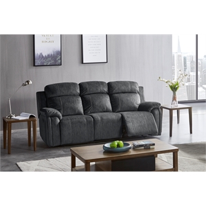 New Classic Furniture Tango Polyester Fabric Power Recliner Sofa in Shadow Gray