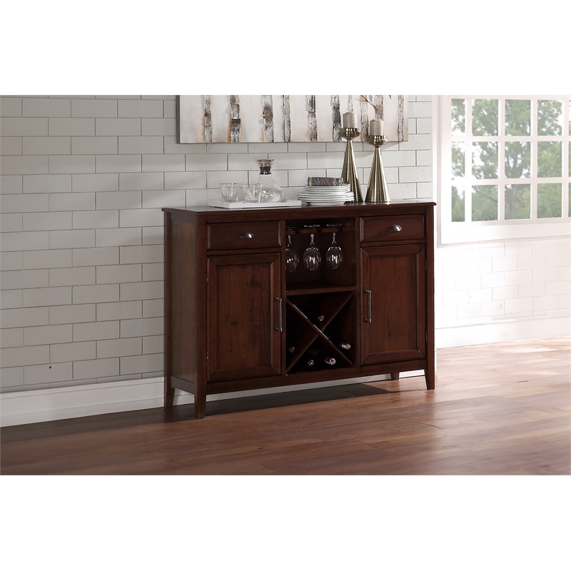 New Classic Furniture Bixby Traditional Solid Wood Server in Brown