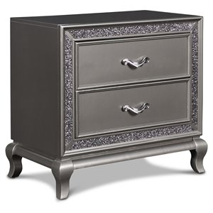 new classic furniture park imperial solid wood nightstand in pewter gray