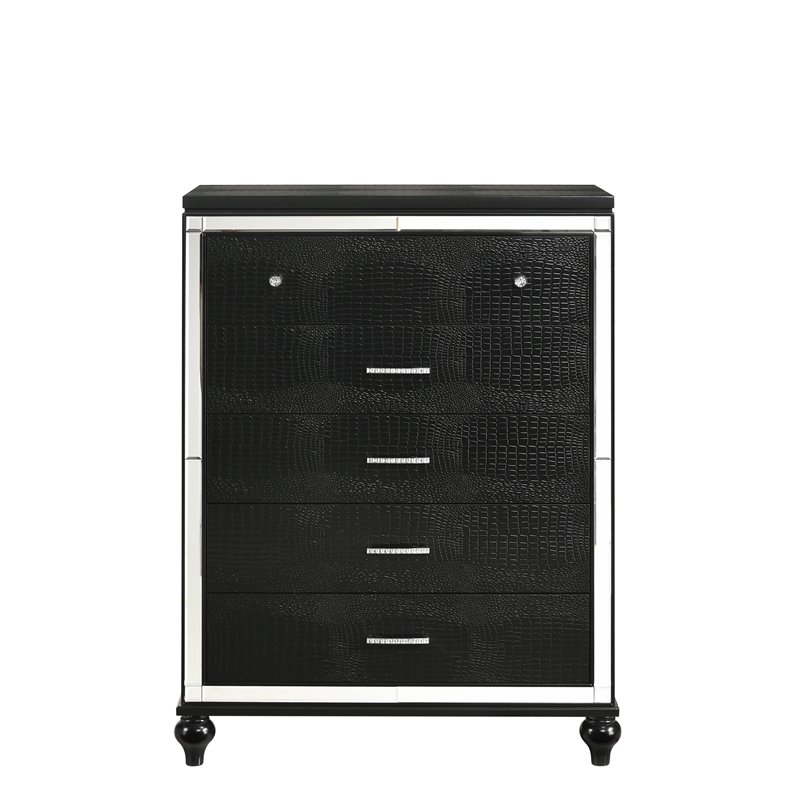 New Classic Furniture Modern Solid Wood Chest with Drawers in Black
