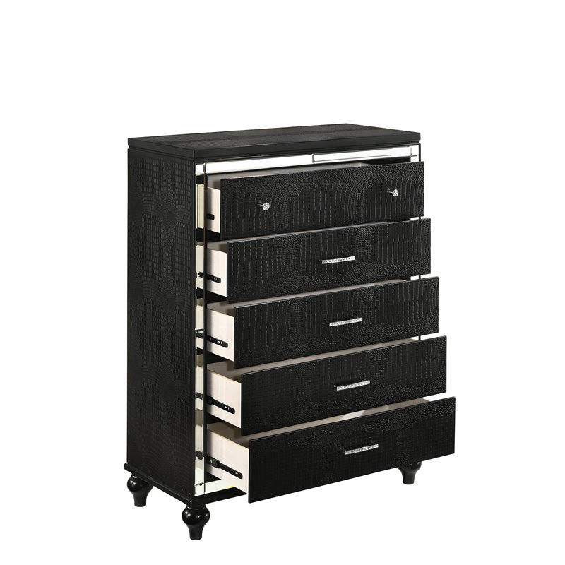New Classic Furniture Modern Solid Wood Chest with Drawers in Black