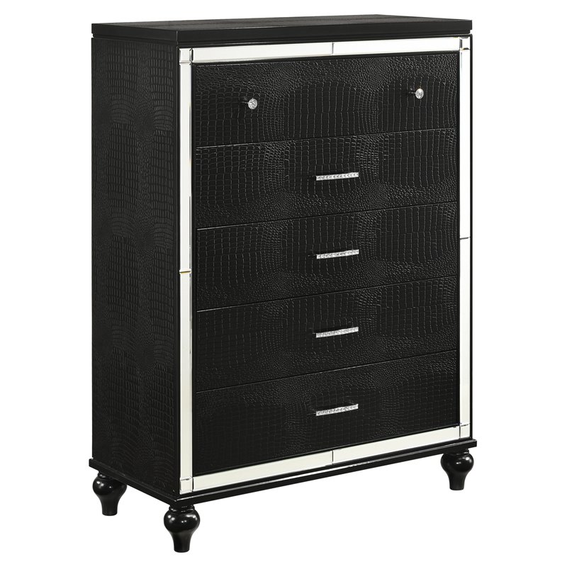 New Classic Furniture Modern Solid Wood Chest with Drawers in Black