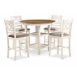 New Classic Furniture Cori 5-Piece Solid Wood Counter Dining Set in Brown/White