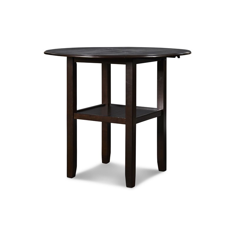 New Classic Furniture Gia Solid Wood Counter Drop Leaf Table w/ Chairs in Ebony