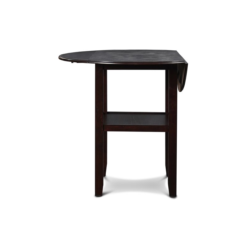 New Classic Furniture Gia Solid Wood Counter Drop Leaf Table w/ Chairs in Ebony