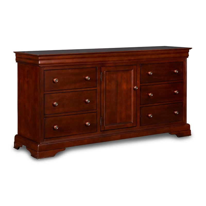 New Classic Furniture Versailles Solid Wood Engineered Wood Dresser in Cherry