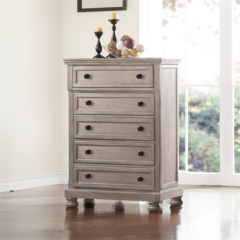 New Classic Furniture Allegra Solid Wood Engineered Wood Chest in Pewter