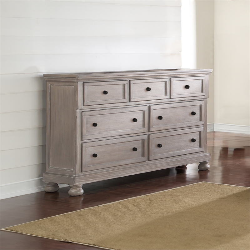 New Classic Furniture Allegra Solid Wood Engineered Wood Dresser in Pewter