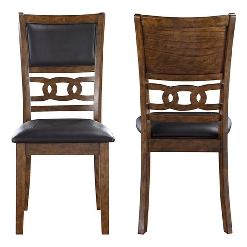 New Classic Furniture Gia Faux Leather Dining Chair in Brown (Set of 2)