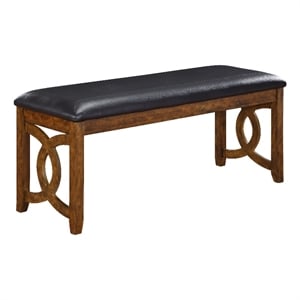 New Classic Furniture Gia 46&quot Solid Wood and Faux Leather Bench in Brown