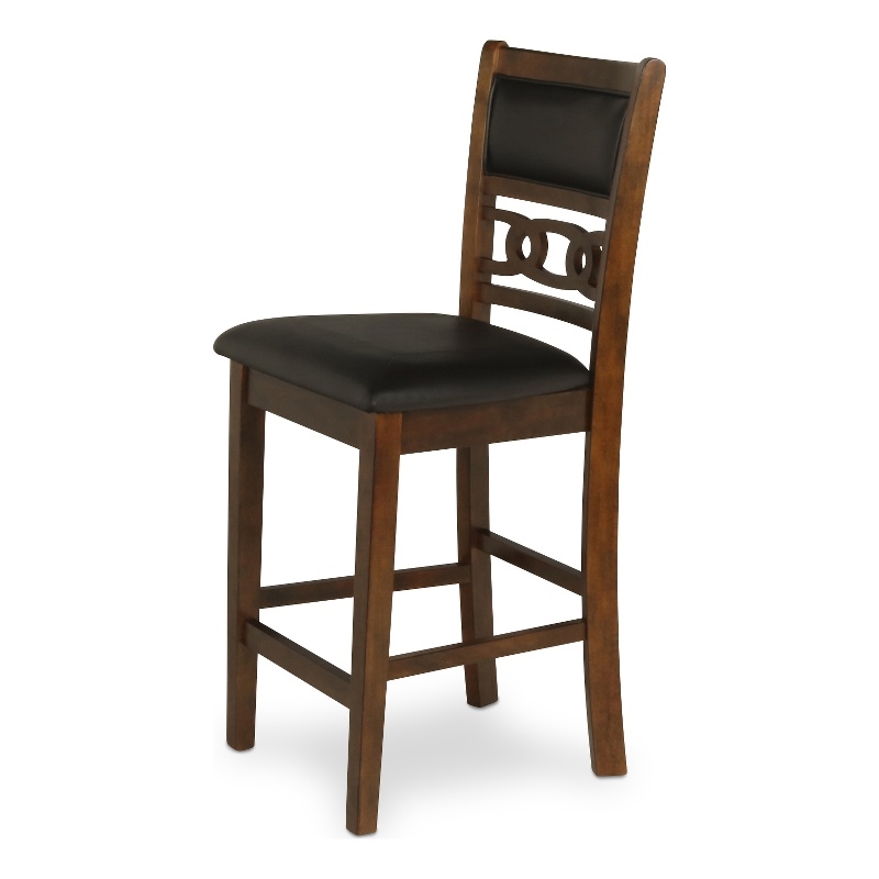 New Classic Furniture Gia Faux Leather Counter Chair in Brown (Set of 2)