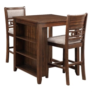 New Classic Furniture Gia Solid Wood Counter Table W/2 Chairs in Cherry Brown