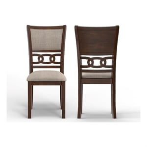 New Classic Furniture Gia Solid Wood Dining Chair in Cherry Brown (Set of 2)