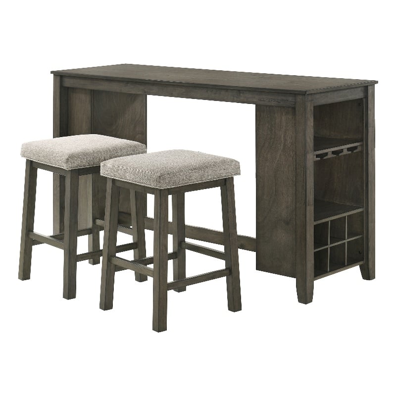 New Classic Furniture Churon Solid Wood Gathering Bar Table and 2 Stools - Brown