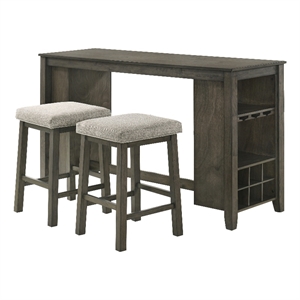 New Classic Furniture Churon Solid Wood Gathering Bar Table and 2 Stools - Brown