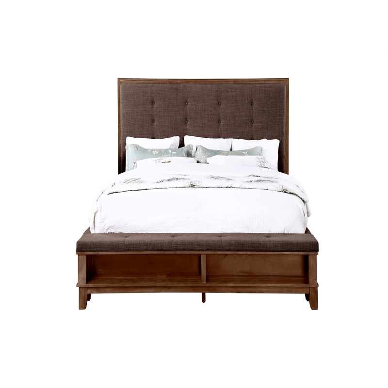 New Classic Furniture Cagney Contemporary Solid Wood 6/0 Wk Bed in Brown