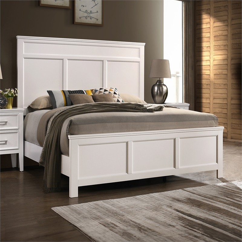 New Classic Furniture Andover Contemporary Solid Wood 5/0 Q Bed in White
