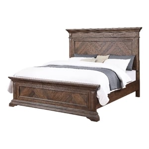 New Classic Furniture Mar Vista Contemporary Solid Wood 6/6 Ek Bed in Walnut