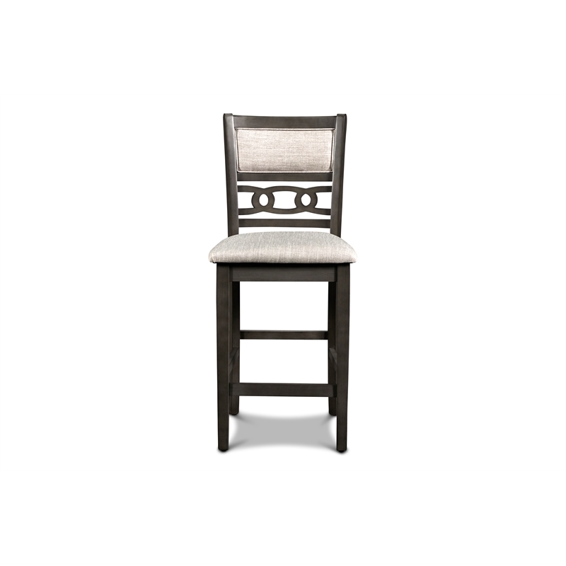 New Classic Furniture Gia Solid Wood Counter Drop Leaf Table W/2 Chairs in Gray