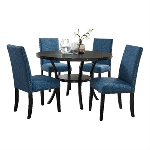 new classic furniture crispin wood round dining table & 4 chairs - blue