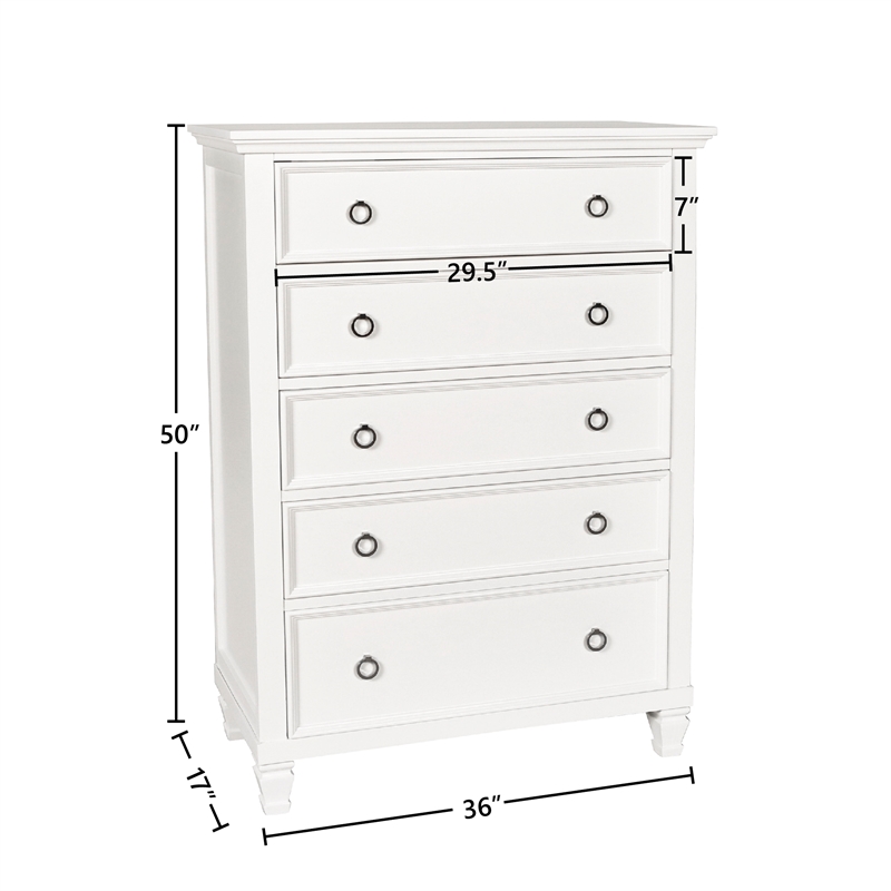 New Classic Furniture Tamarack 5-Piece Solid Wood 5/0 Q Bedroom Set in White