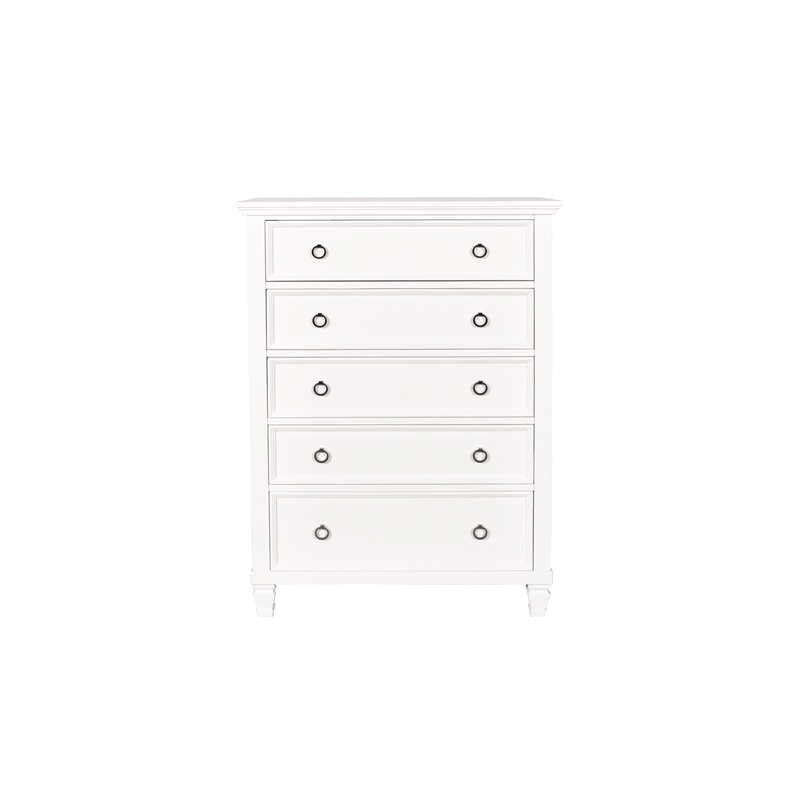New Classic Furniture Tamarack 5-Piece Solid Wood 5/0 Q Bedroom Set in White