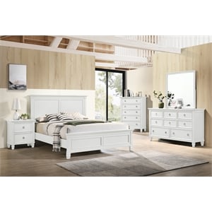 New Classic Furniture Tamarack 5-Piece Solid Wood 5/0 Q Bedroom Set in White