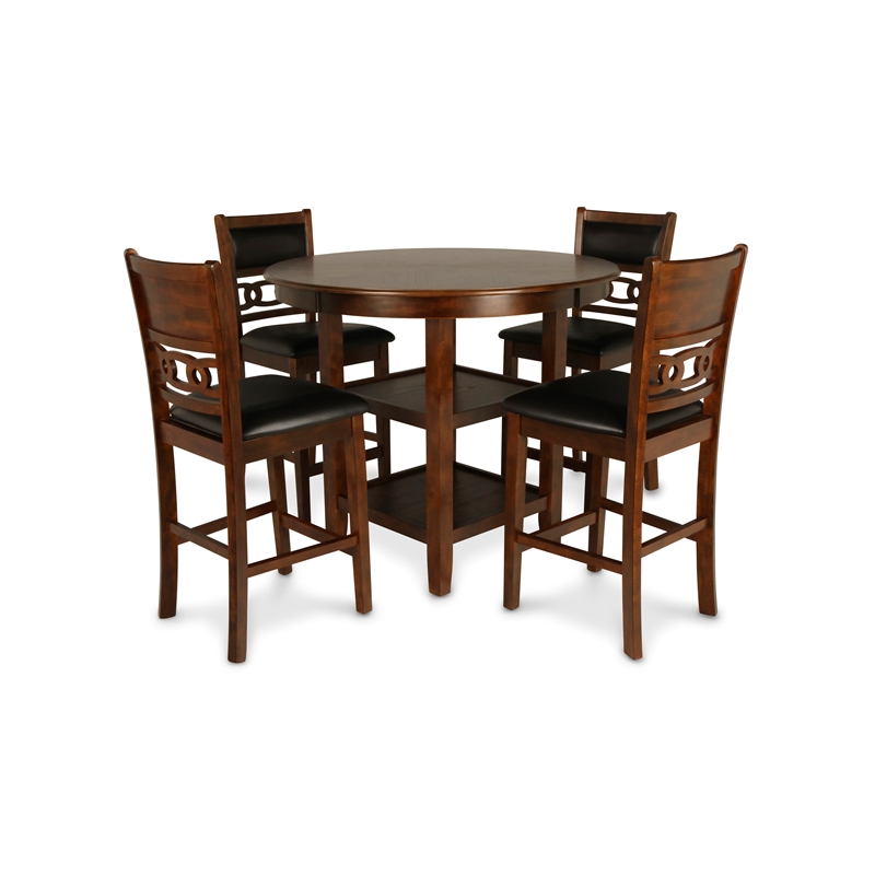 New Classic Furniture Gia 5-Piece Transitional Wood Dining Set in Brown