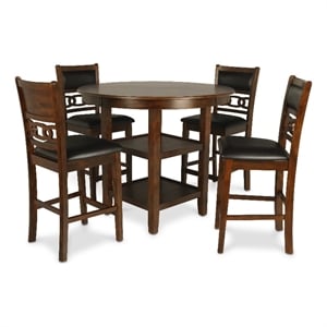 New Classic Furniture Gia 5-Piece Transitional Wood Dining Set in Brown
