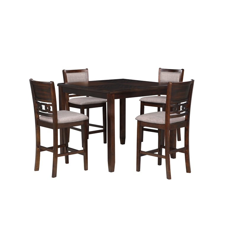 New Classic Furniture Gia 5-Piece Transitional Wood Counter Set in Cherry