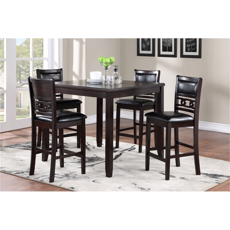 New Classic Furniture Gia 5-Piece Transitional Wood Counter Set in Ebony