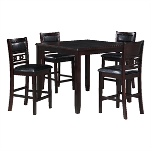 New Classic Furniture Gia 5-Piece Transitional Wood Counter Set in Ebony