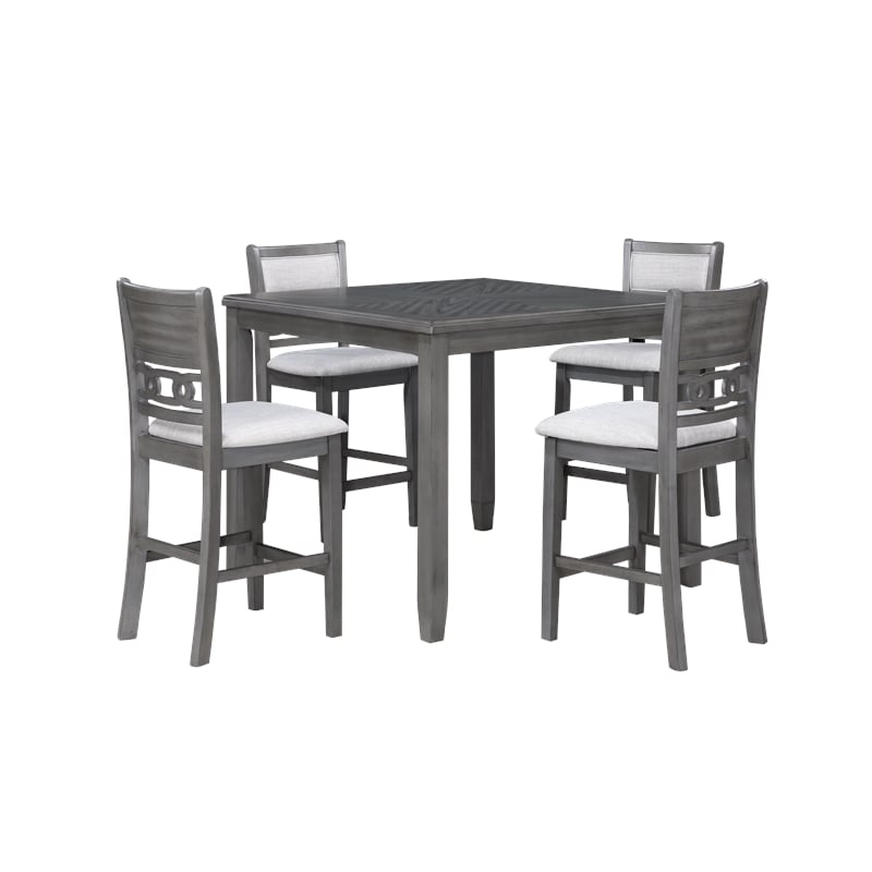 New Classic Furniture Gia 5-Piece Transitional Wood Counter Set in Gray