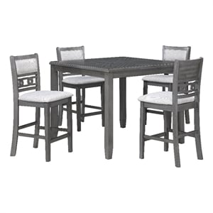 New Classic Furniture Gia 5-Piece Transitional Wood Counter Set in Gray