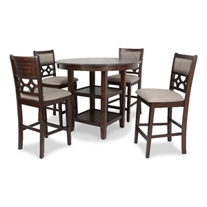 New Classic Furniture Mitchell 5-Piece Transitional Wood Counter Set in Cherry