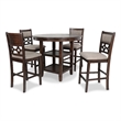 New Classic Furniture Mitchell 5-Piece Transitional Wood Counter Set in Cherry