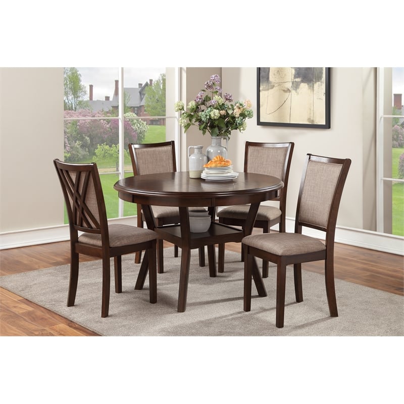 New Classic Furniture Amy 5-Piece Contemporary Wood Dining Set in Cherry