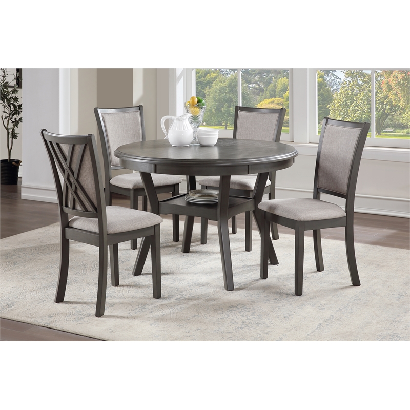 New Classic Furniture Amy 5-Piece Contemporary Wood Dining Set in Gray