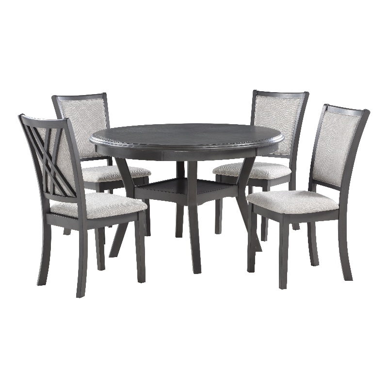 New Classic Furniture Amy 5-Piece Contemporary Wood Dining Set in Gray